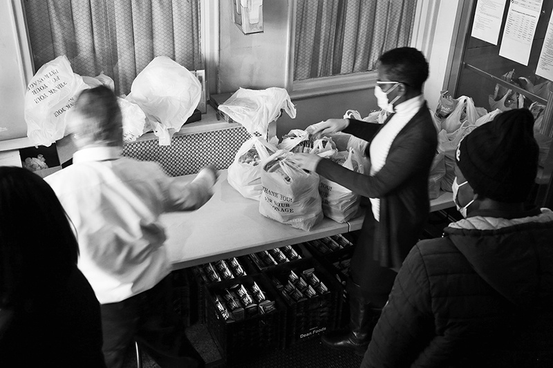 2020 : Food Lines : Seventh Day Adventists Help the Needy : Streetlife : New York City : Times Square : Richard Moore : Photographer : Photojournalist